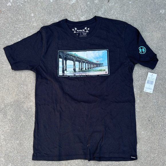 NWT HURLEY Manhattan Beach Pier Tshirt Men L Large - Picture 1 of 6